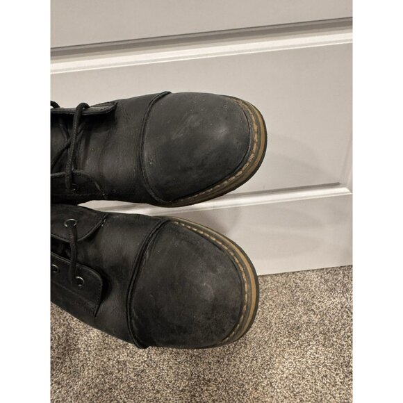 The Rail Leather Black Boots Lace Side Zip Up Biker Combat Size 41 - Picture 3 of 8